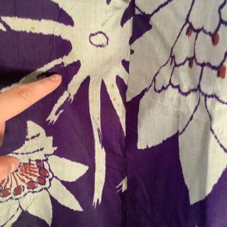 Hopeakukkainen, violetti meisen-kimono
