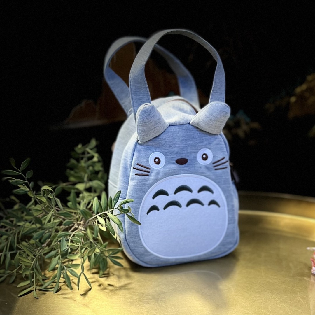 Iso Totoro-kangaslaukku harmaa