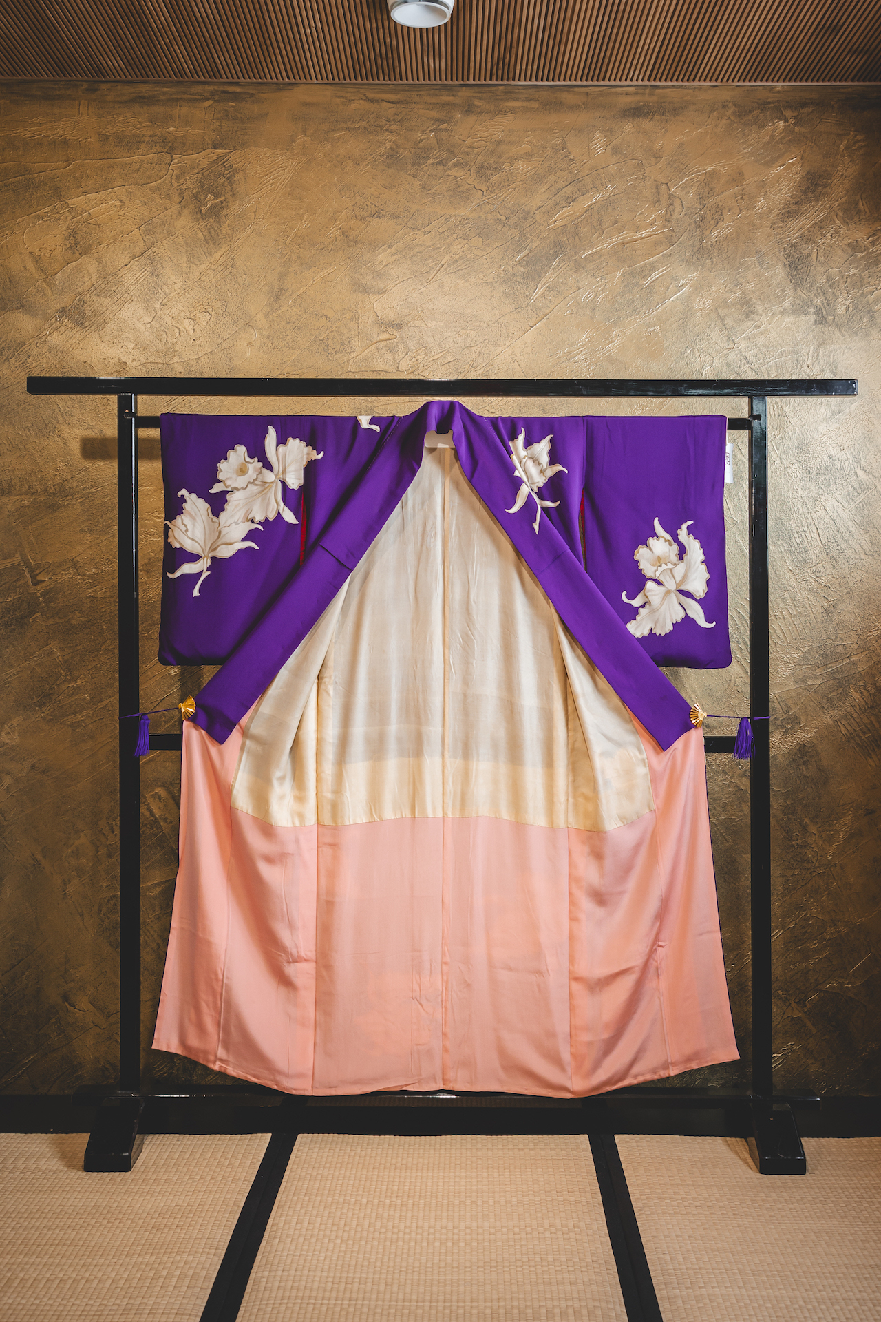 Violetti kimono suurilla valkoisilla kukilla #524 - Image 3