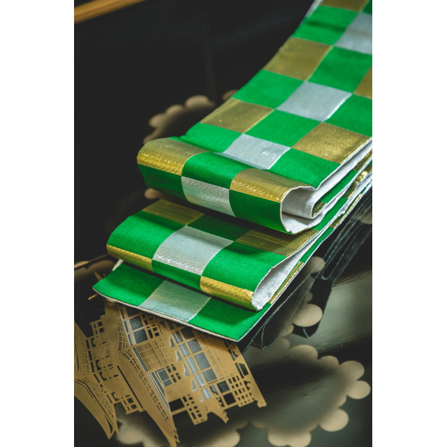 Vihreä ruudullinen hanhaba-obi #604