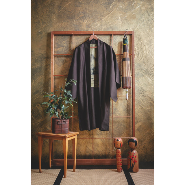 Ruskea miesten haori Daimonji -maisemalla #180