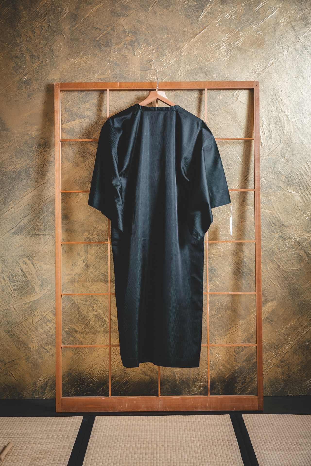 Pitkä musta vihreäkuvioinen michiyuki #184 - Image 5