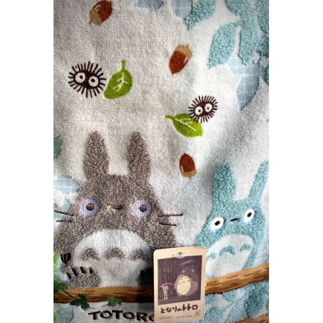 Brodeerattu Totoro-pyyhe kissabussilla