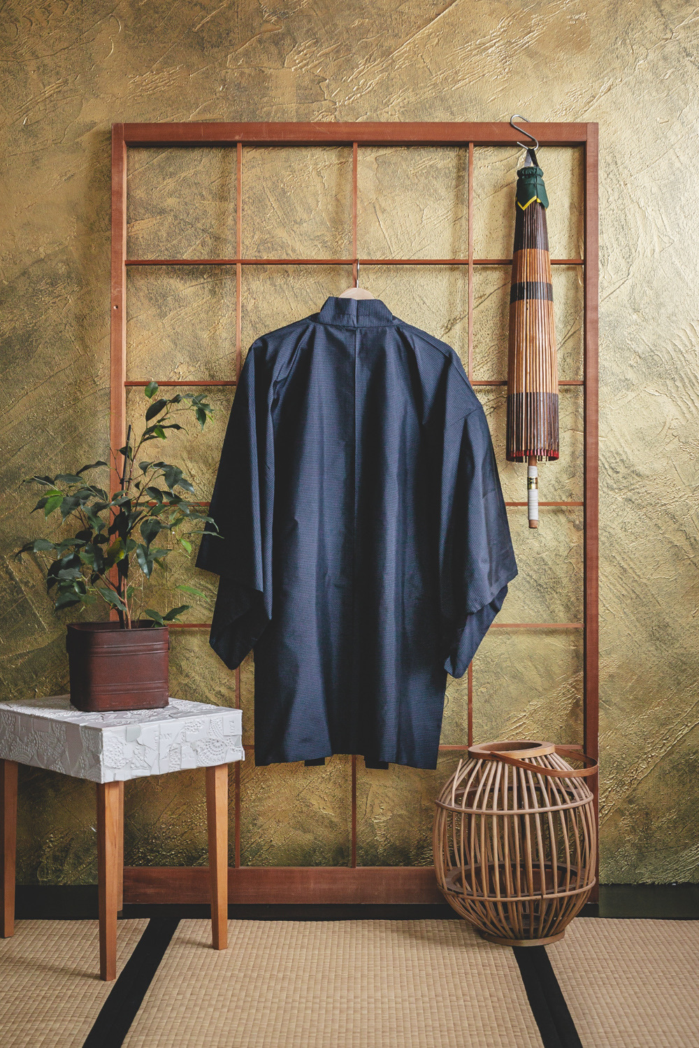 Tummansininen miesten haori vesilohikäärmeellä #192 - Image 2