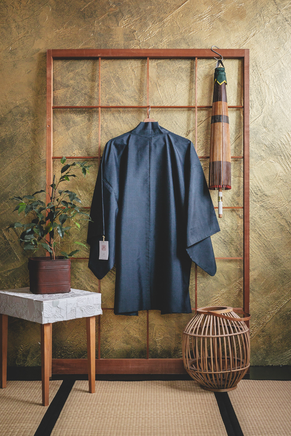 Tummansininen miesten haori Fuji-vuorella #194 - Image 2