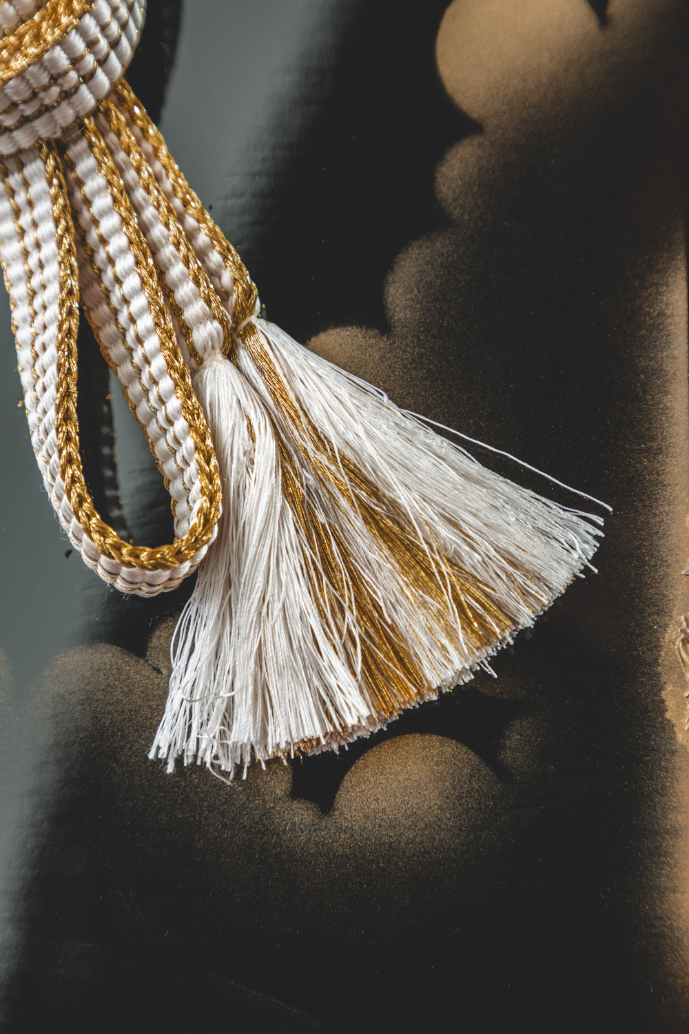 Valkoinen obijime kultaisella aaltokuviolla #320 - Image 3