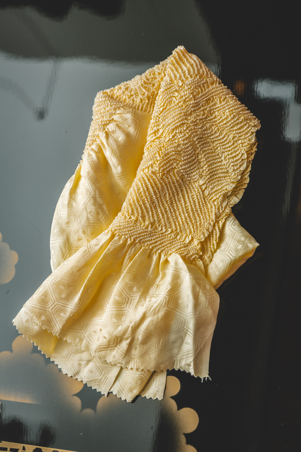 Keltainen solmuvärjätty obiage #419