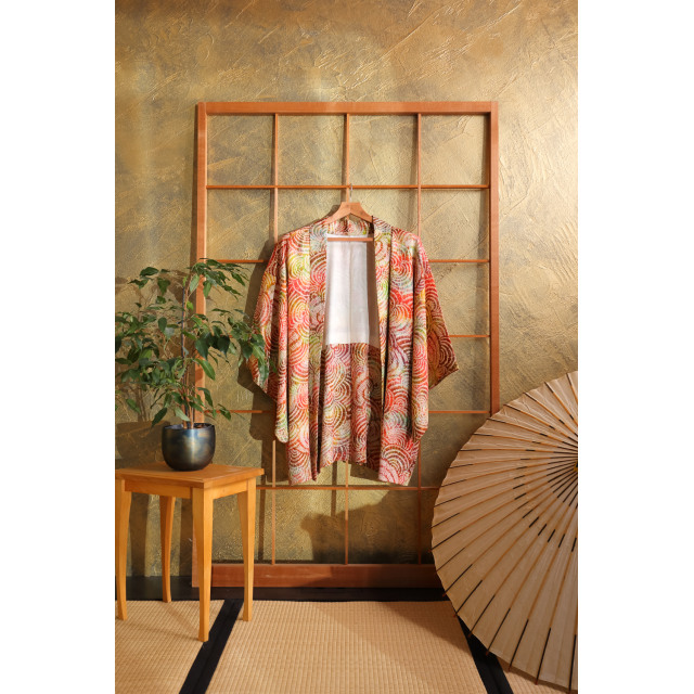 Monivärinen solmuvärjätty XXL-haori #223