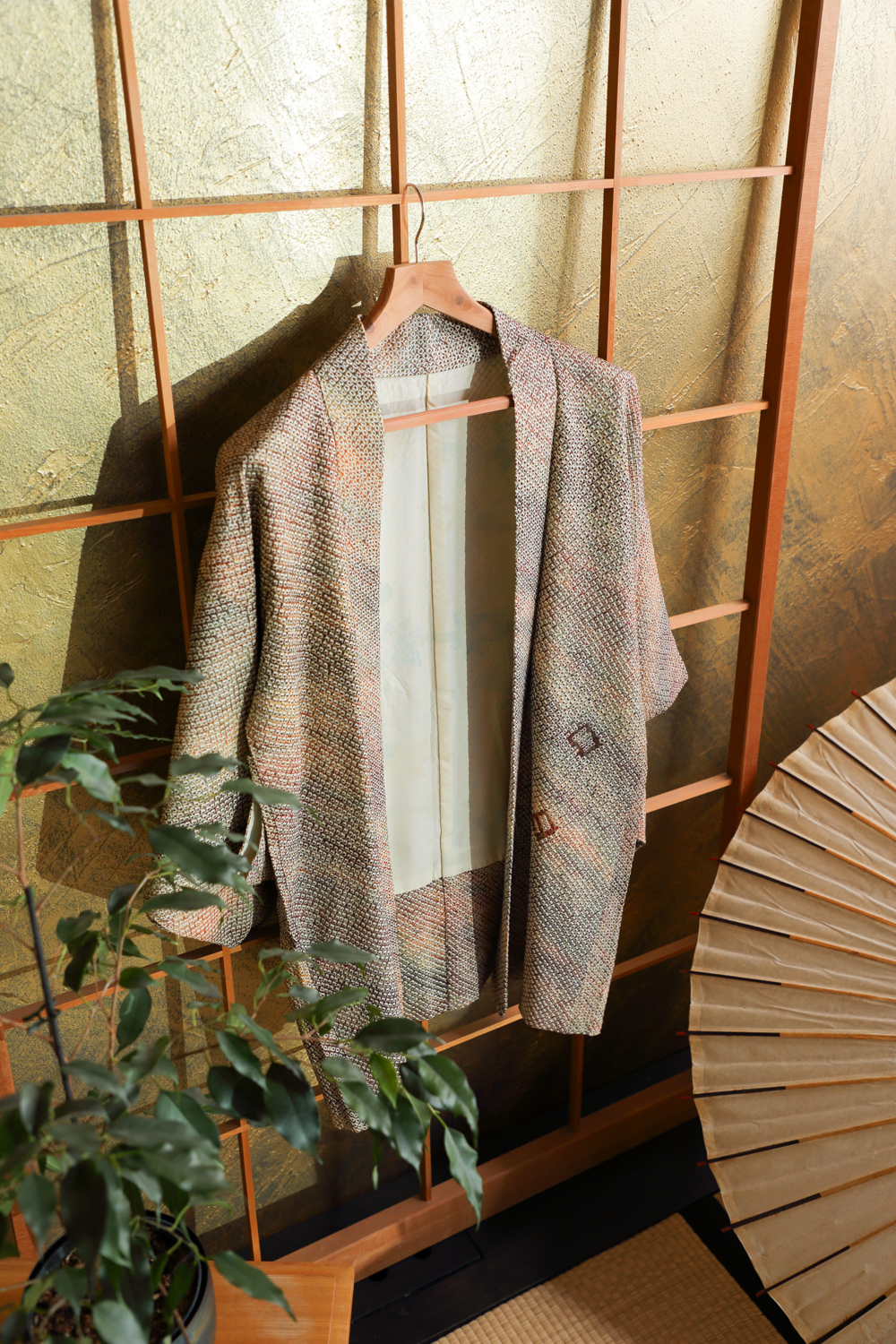 Metsänvihreä solmuvärjätty haori #224 - Image 3