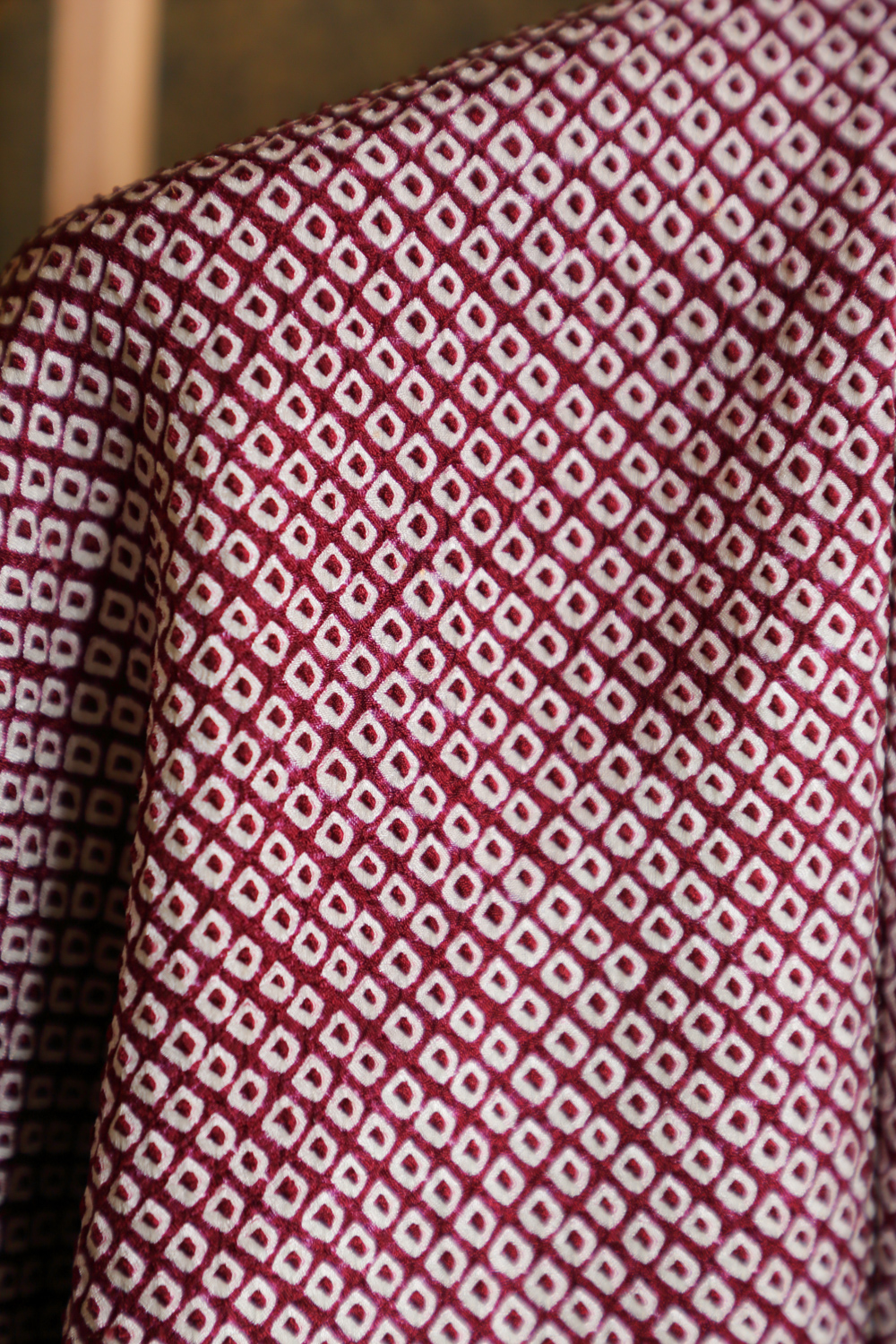 Viininpunainen solmuvärjätty haori vaahteranlehdillä #222 - Image 4