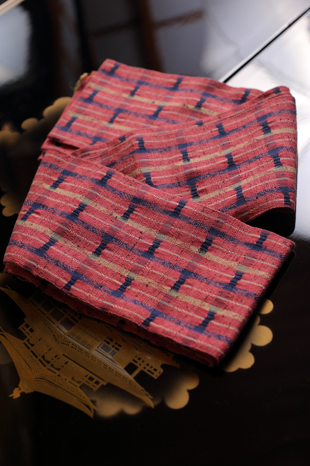 Roosa raidallinen hanhaba obi #617 - Image 2