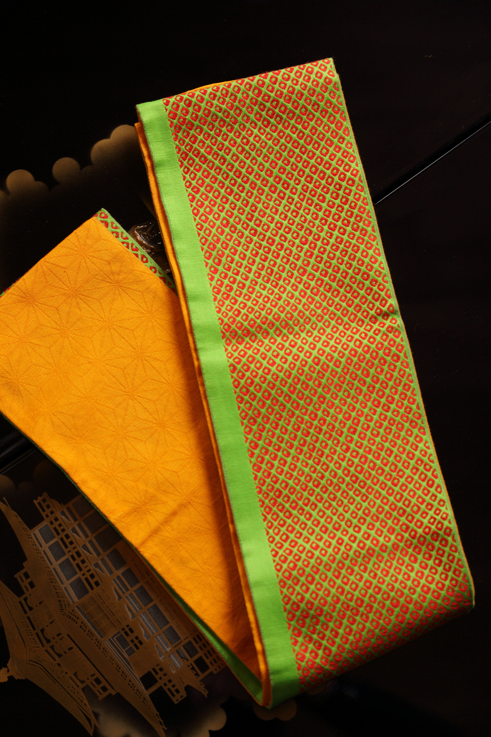 Vihreä-keltainen hanhaba obi #620