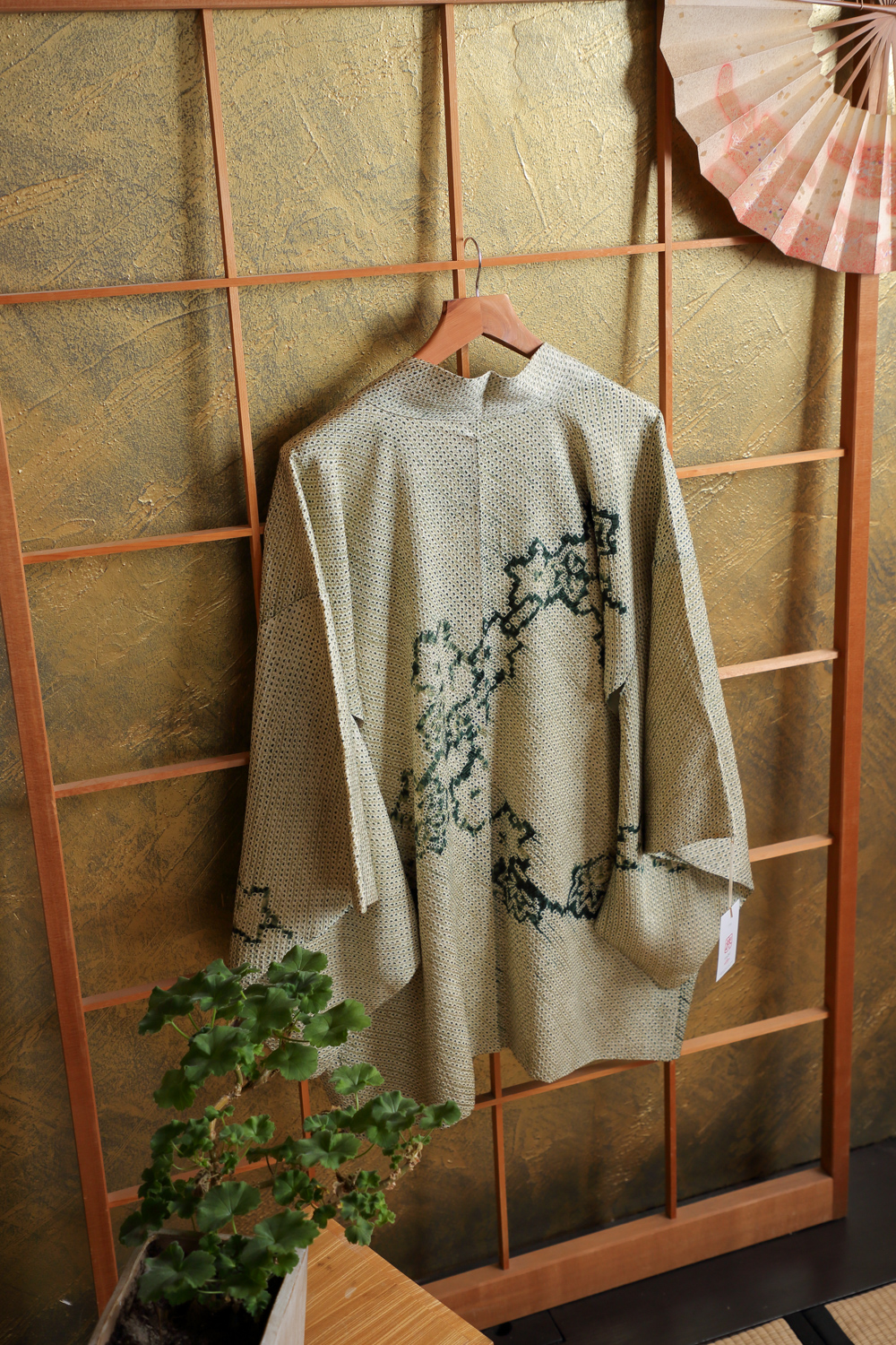 Vihreä solmuvärjätty XXL-haori #237 - Image 3