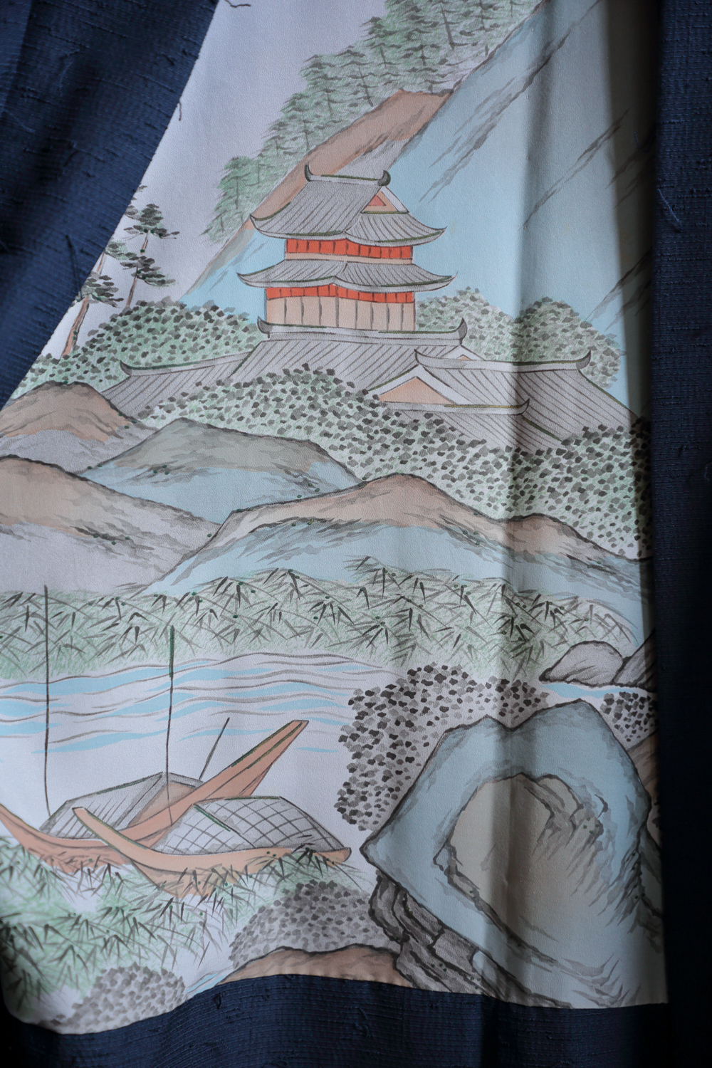 Tummansininen miesten haori temppelimaisemalla #244 - Image 5