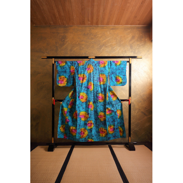Turkoosi solmuvärjätty yukata #590