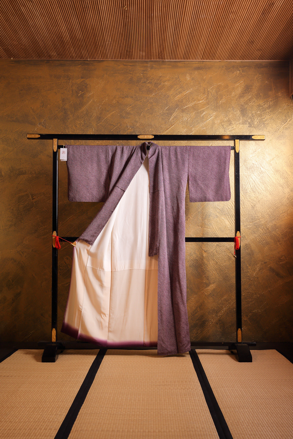 Luumunpunainen solmuvärjätty kimono #599 - Image 2